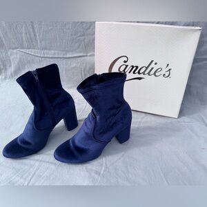 Candie's Women's Navy Velvet Heeled Boots